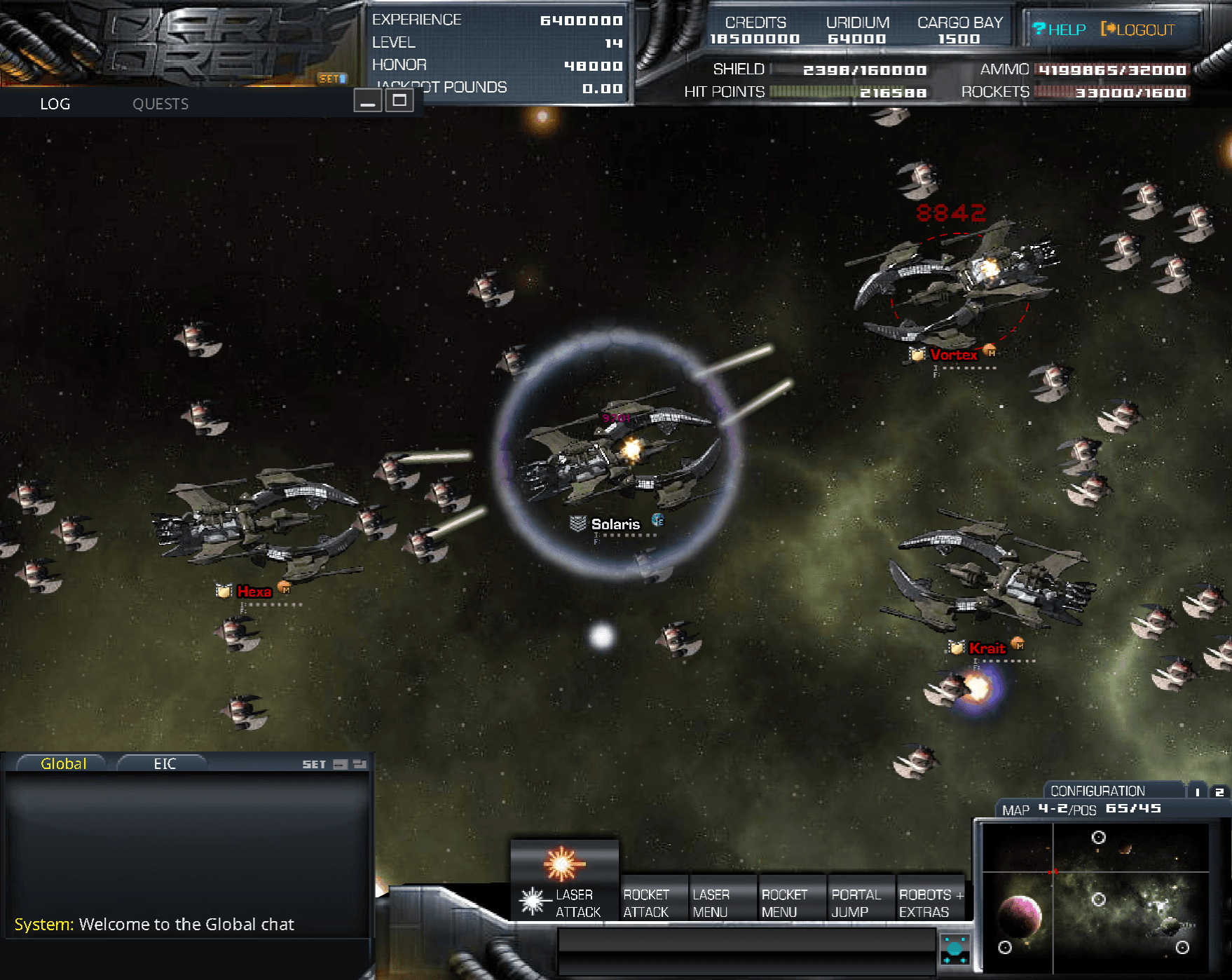 Two NovaShard pilots fighting while an Insta-shield is active