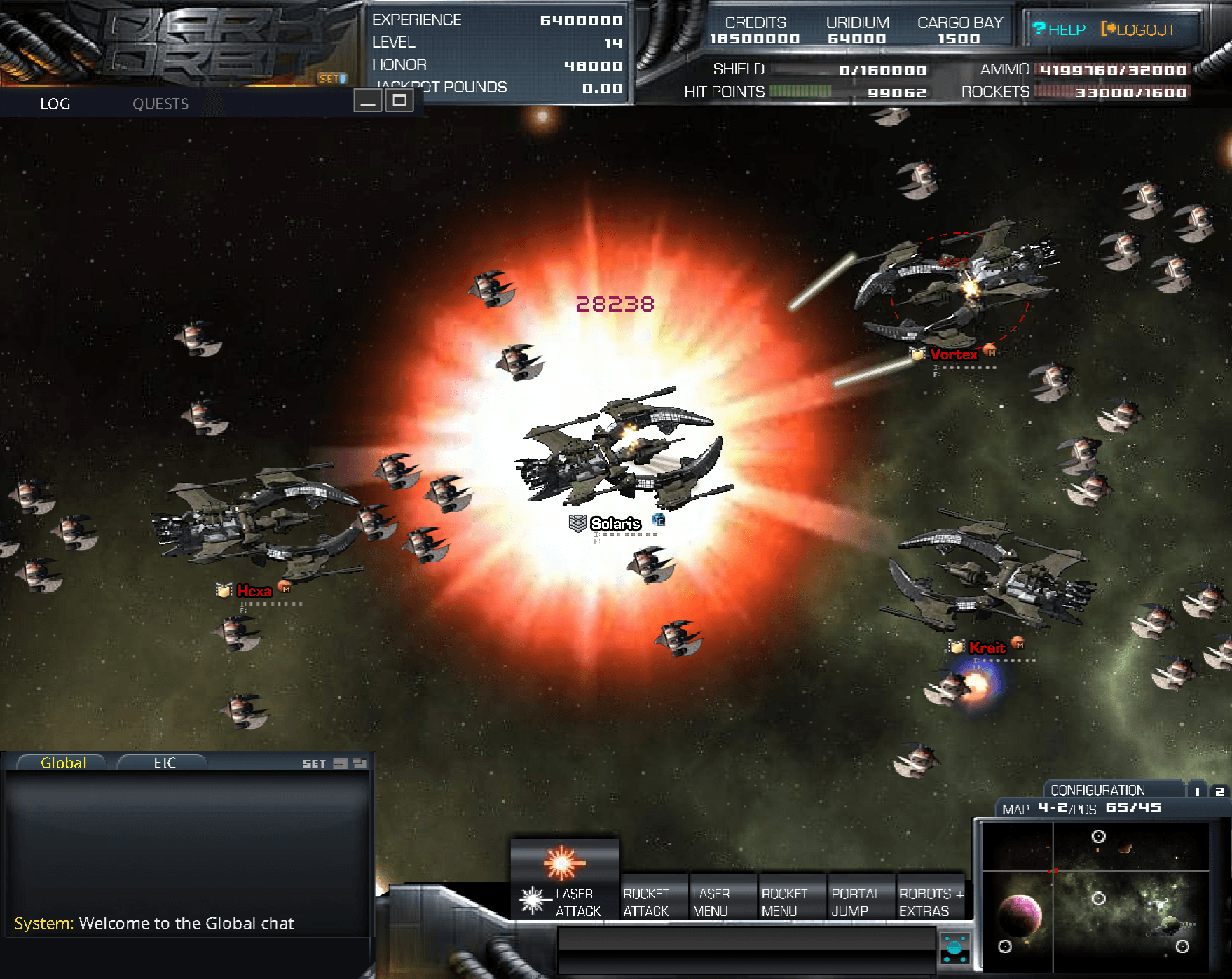 NovaShard company combat using a Smartbomb CPU
